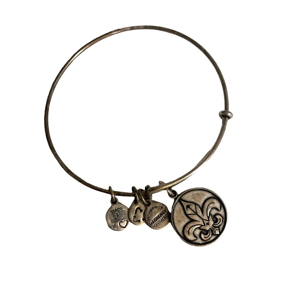 Alex and Ani Fleur de Lis Charm Bangle Rafaelian Silver 2014